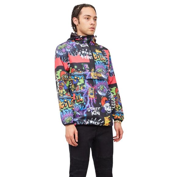 Reason Anorak Half-Zip Jacket Men’s Medium Graffiti Streetwear Dog Boom Box - Picture 5 of 8